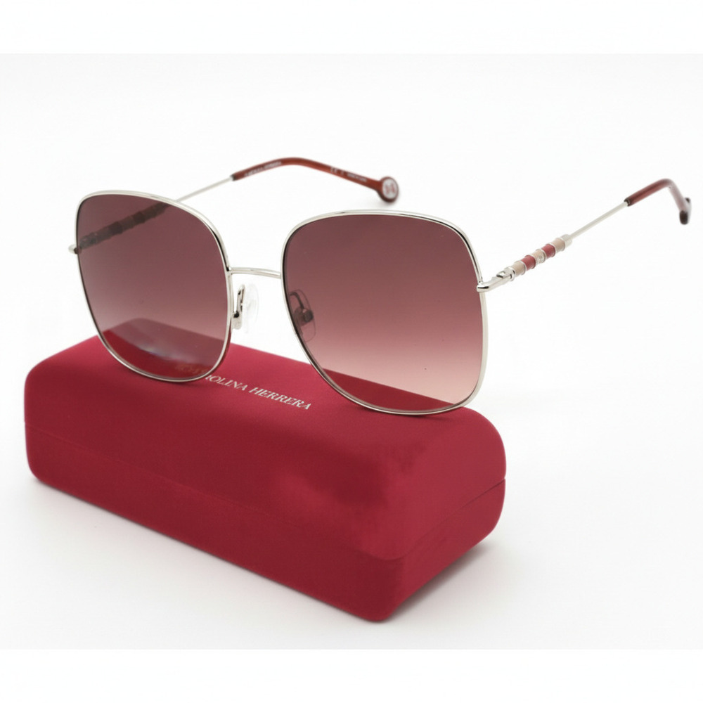 NWT Carolina Herrera CH 0035/S Gold Rectangle 59mm Sunglasses